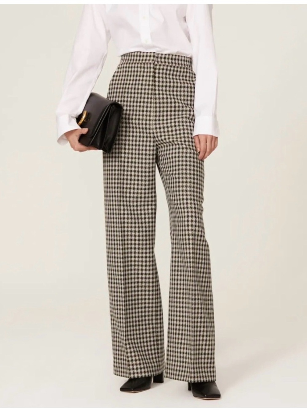 Hugo Boss Black & Cream Houndstooth High-Waist Trousers